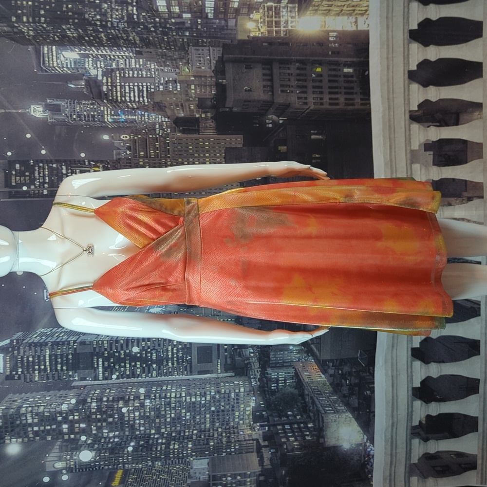 Lulus sz S Sleeveless V-Neck Peach Shimmer Dress